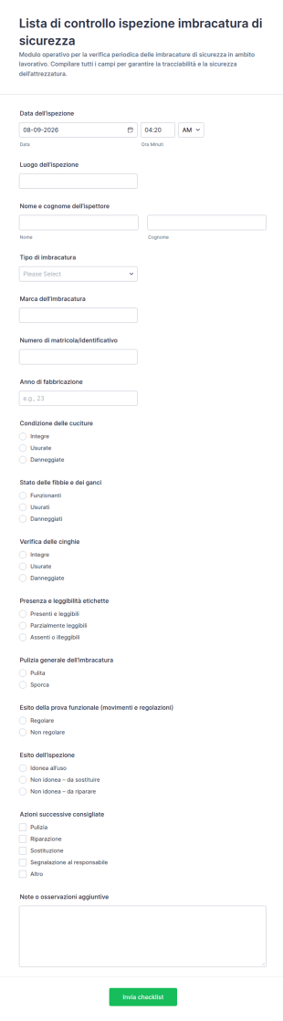 Modulo Di Ispezione Cinghie Di Sicurezza