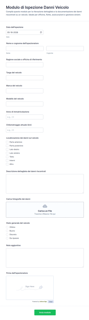 Modulo Di Ispezione Danni Del Veicolo