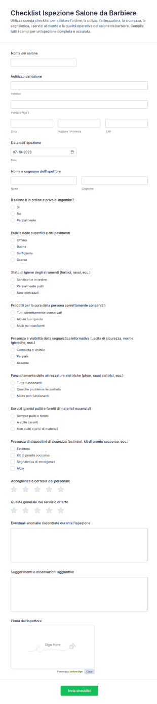 Modulo Di Ispezione Del Barbiere