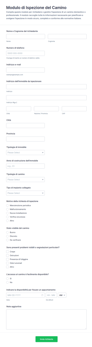 Modulo Di Ispezione Del Camino