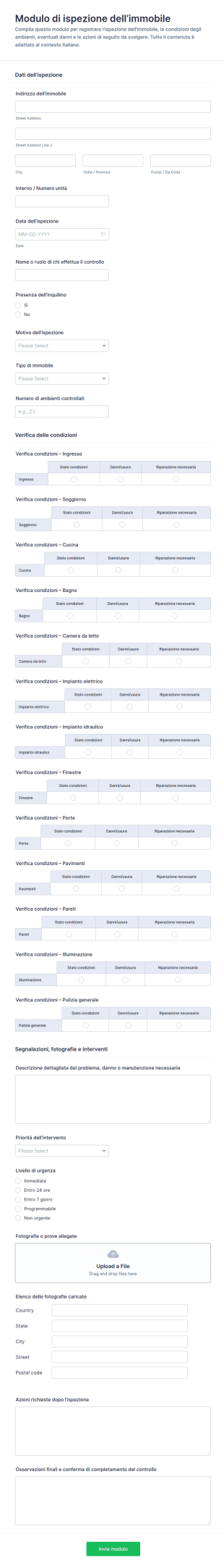 Modulo Di Ispezione Del Proprietario
