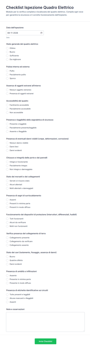 Modulo Di Ispezione Del Quadro Elettrico