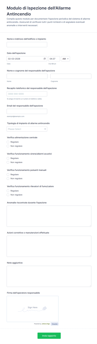 Modulo Di Ispezione Dell'Allarme Antincendio