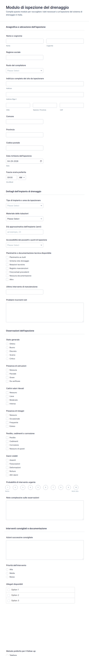 Modulo Di Ispezione Delle Condotte