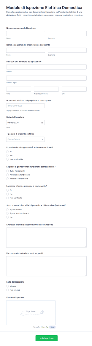 Modulo Di Ispezione Elettrica Domestica
