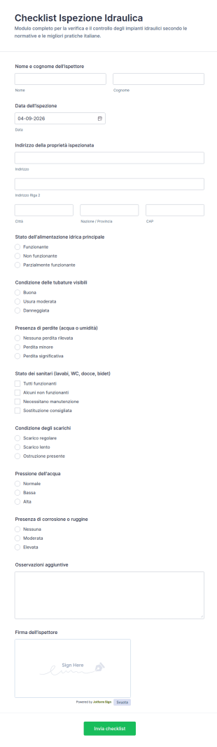 Modulo Di Ispezione Impianti Idraulici ✅