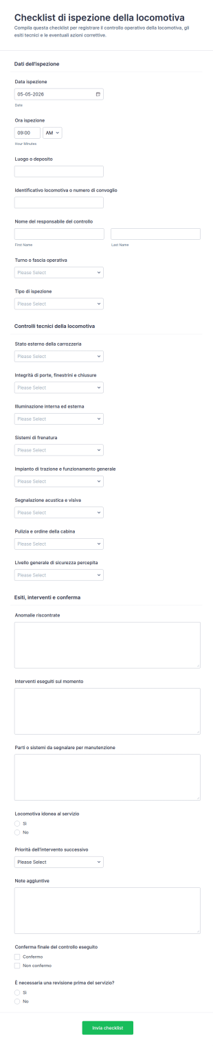 Modulo Di Ispezione Locomotiva