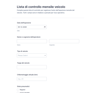 Modulo Di Ispezione Mensile Del Veicolo