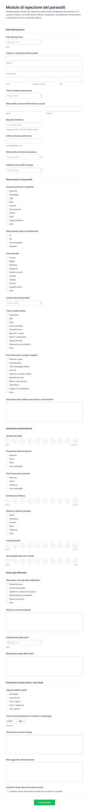 Modulo Di Ispezione Parassiti