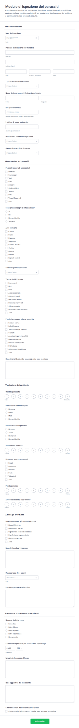 Modulo Di Ispezione Parassiti