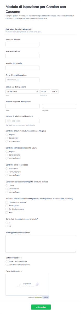 Modulo Di Ispezione Per Camion Con Cassone