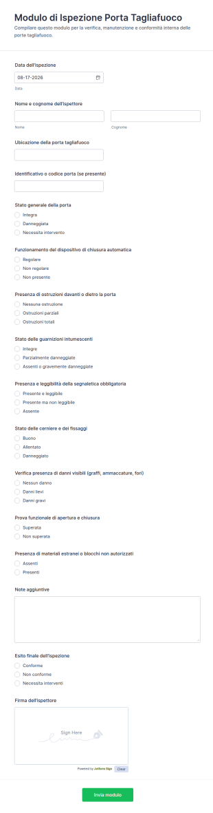 Modulo Di Ispezione Porte Tagliafuoco