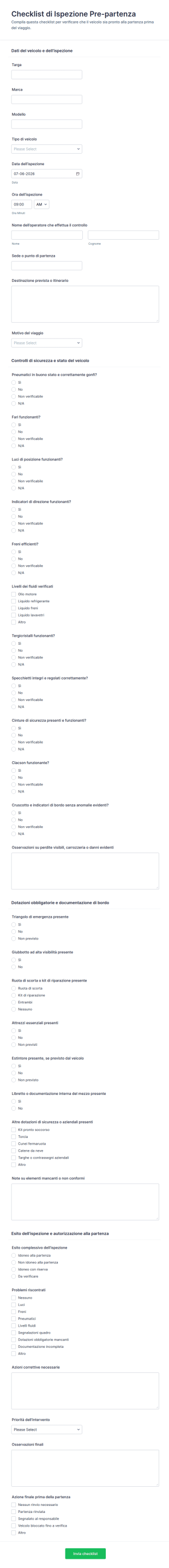 Modulo Di Ispezione Prepartenza