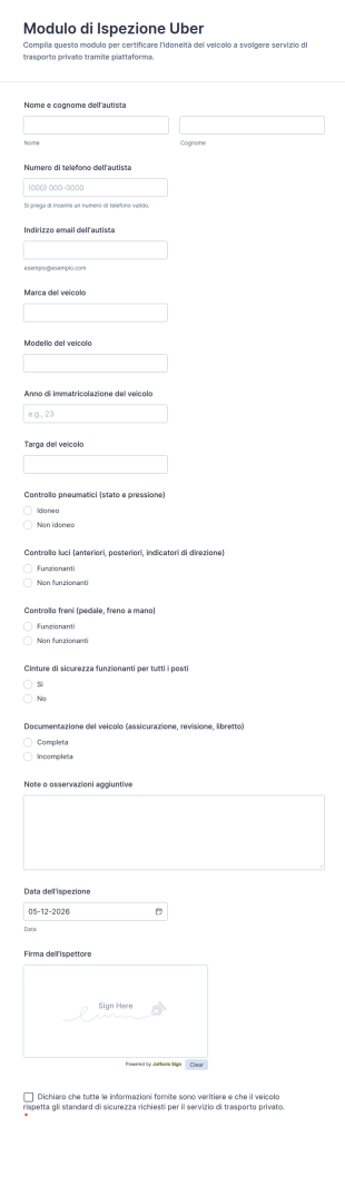 Modulo Di Ispezione Uber