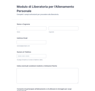 Modulo Di Liberatoria Per L'Allenamento Personale