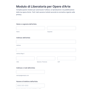 Modulo Di Liberatoria Per Opere D'Arte