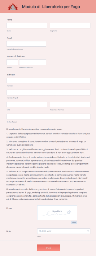Modulo Di Liberatoria Per Yoga