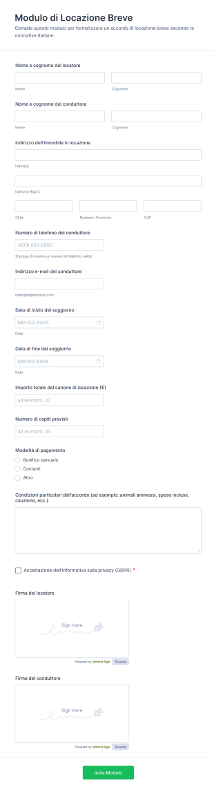 Modulo Di Locazione Breve
