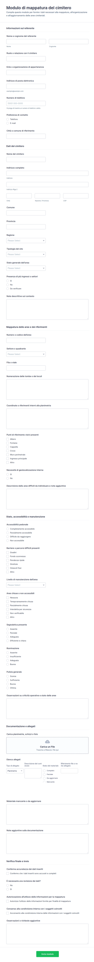Modulo Di Mappatura Del Cimitero Form