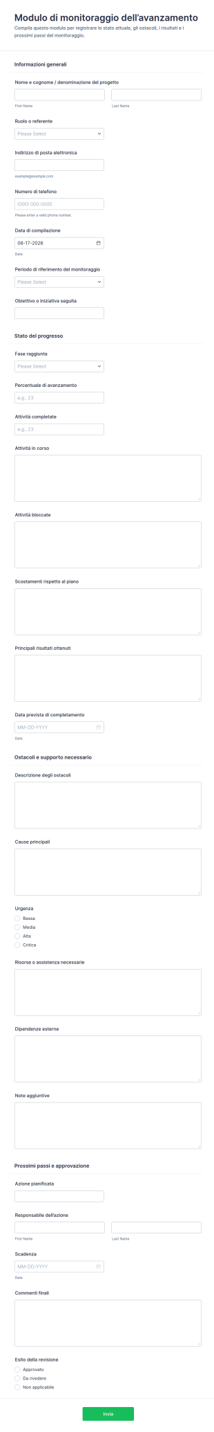 Modulo Di Monitoraggio Dei Progressi