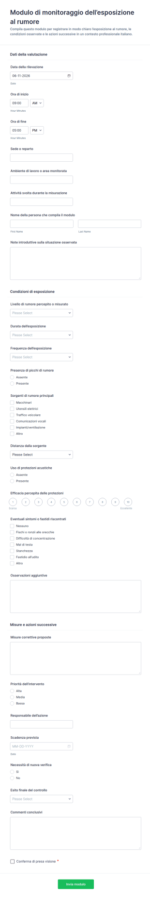 Modulo Di Monitoraggio Dell'Esposizione Al Rumore