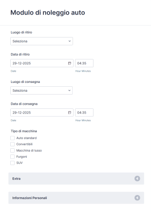 Modulo Di Noleggio Auto