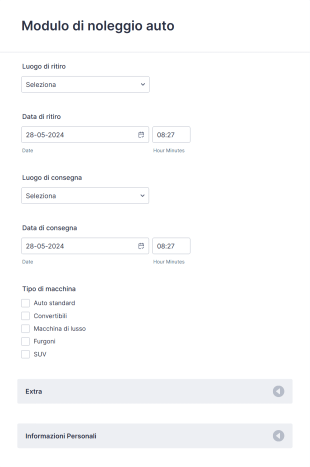 Modulo Di Noleggio Auto Form Template