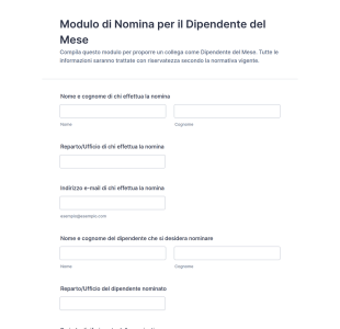 Modulo Di Nomina Per Il Dipendente Del Mese