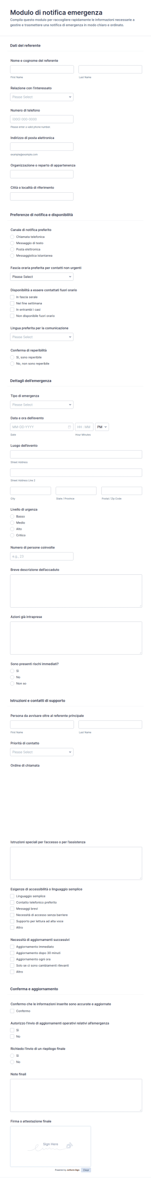 Modulo Di Notifica Di Emergenza