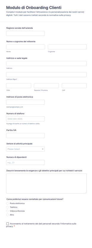 Modulo Di Onboarding Clienti