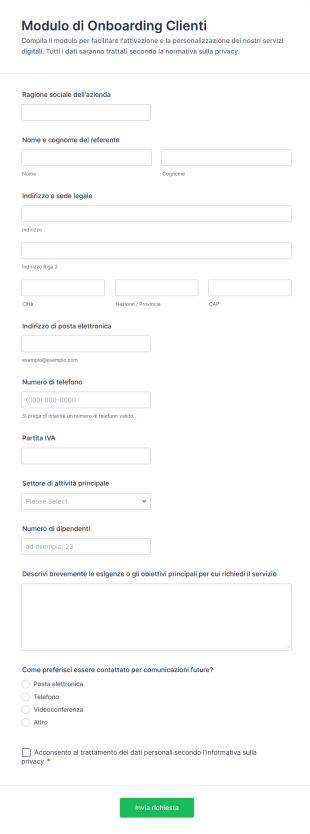 Modulo Di Onboarding Clienti