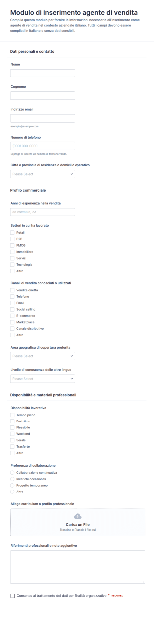 Modulo Di Onboarding Per Agenti Di Vendita