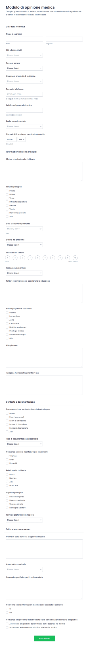 Modulo Di Opinione Medica