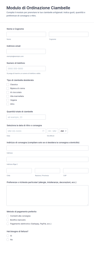Modulo Di Ordinazione Ciambelle 🍩