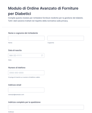 Modulo Di Ordine Avanzato Di Forniture Per Diabetici