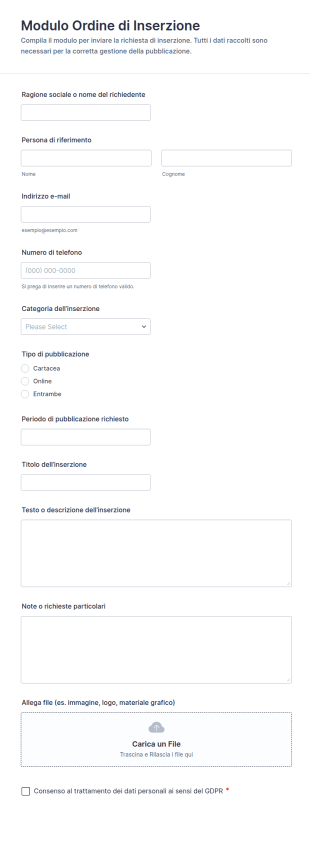 Modulo Di Ordine Di Inserzione
