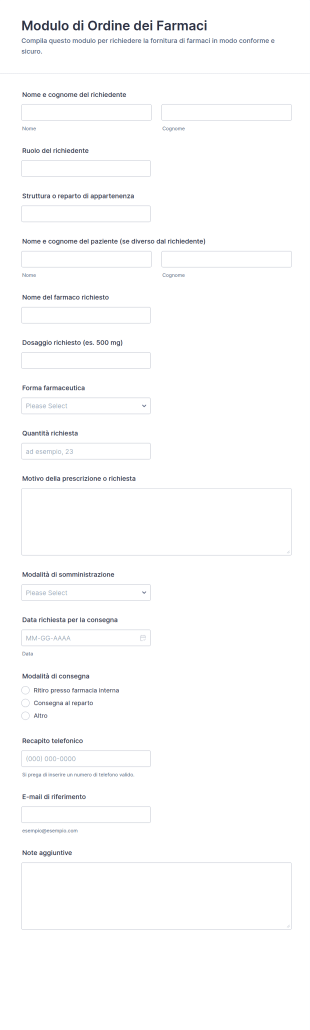Modulo Di Ordine Di Medicinali 📝