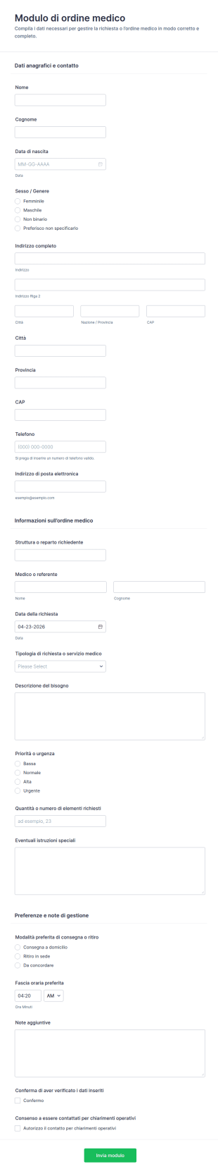 Modulo Di Ordine Medico