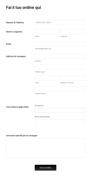 Modulo Di Ordine Semplice E Personalizzato