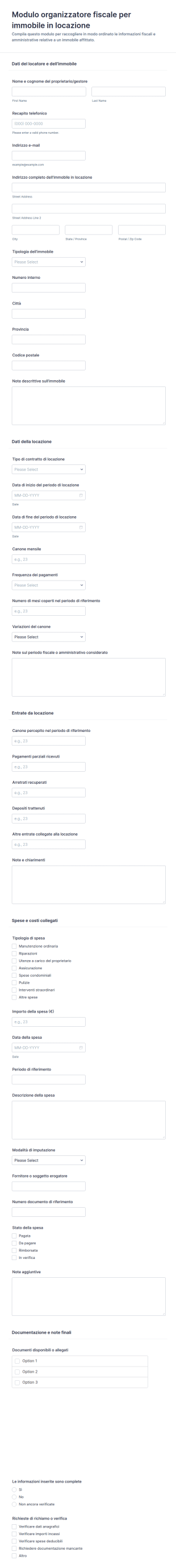 Modulo Di Organizzazione Fiscale Per Immobili In Affitto 📋