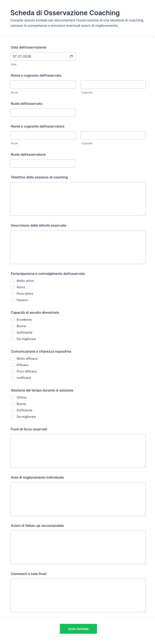 Modulo Di Osservazione Del Coaching