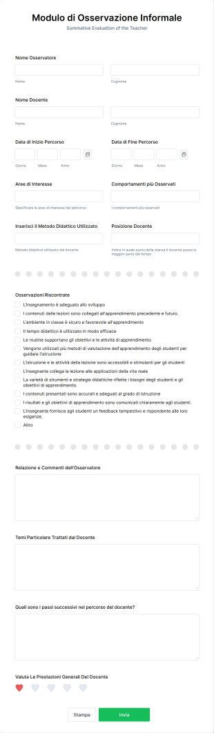 Modulo Di Osservazione Informale Form Template