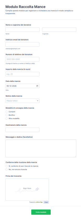 Modulo Di Pagamento Consigliato