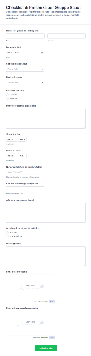 Modulo Di Partecipazione Al Reparto Scout