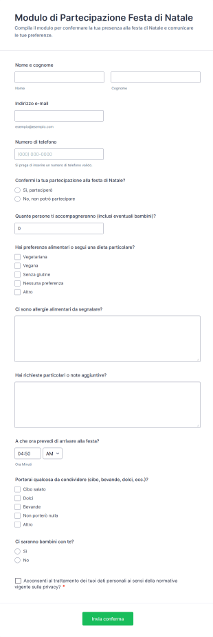 Modulo Di Partecipazione Festa Di Natale