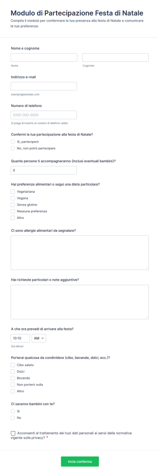 Modulo Di Partecipazione Festa Di Natale