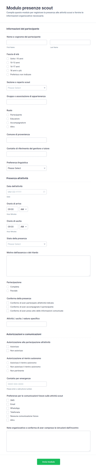 Modulo Di Partecipazione Scout