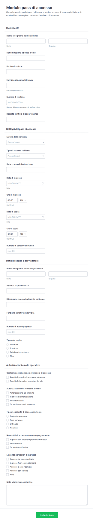 Modulo Di Pass Di Accesso