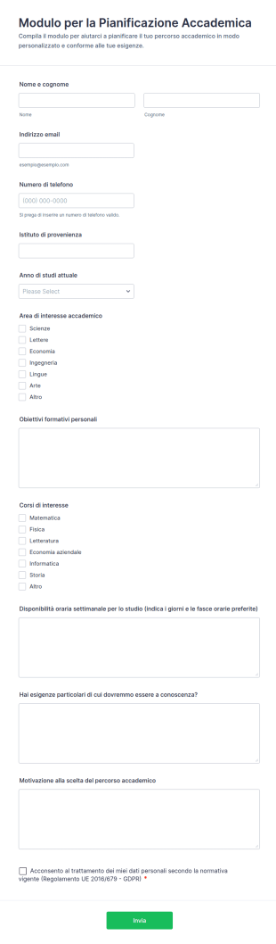 Modulo Di Pianificazione Accademica