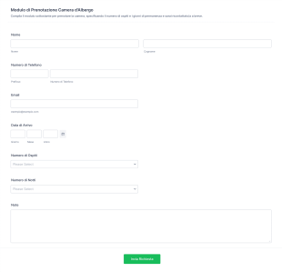 Modulo Di Prenotazione Camera D'Albergo Form Template